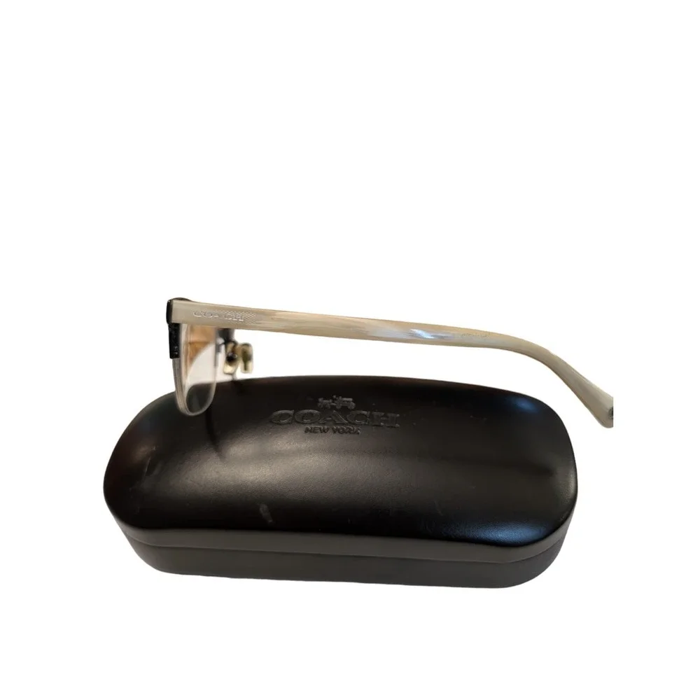 Coach Eye Glasses Frames Evie 9160Satin Black/Ivory Horn HC 5047 50-17-135